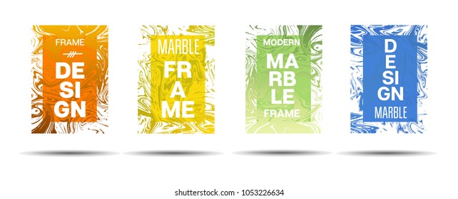 Marble Textured Border.  Vector Funky Hipster Border for Sale Ads, Announcement. Marble Textured Cool Cover, Business Card, Music Poster Design Dynamic Funky Creative Neon Colored Banner.