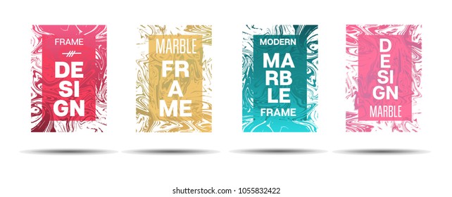 Marble Textured Border.  Vector Funky Hipster Border for Text, Sale, Announcement. Marble Textured Minimal Cover, Business Card, Music Poster Design Dynamic Futuristic Creative Liquid Paint Banner.
