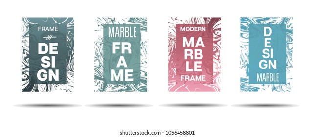 Marble Textured Border.  Vector Funky Hipster Border for Text, Sale, Announcement. Modern Cover, Business Card, Music Poster Marble Textured Design Dynamic Futuristic Creative Liquid Paint Banner.