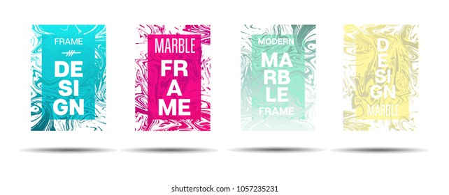 Marble Textured Border.  Vector Funky Hipster Border for Text, Sale, Announcement. Modern Cover, Business Card, Music Poster Marble Textured Design Dynamic Futuristic Creative Suminagashi Banner.