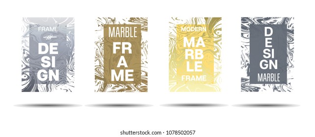 Marble Textured Border.  Vector Funky Hipster Border for Text, Sale, Announcement. Marble Textured Cool Cover, Business Card, Music Poster Design Dynamic Futuristic Creative Neon Paints Banner.