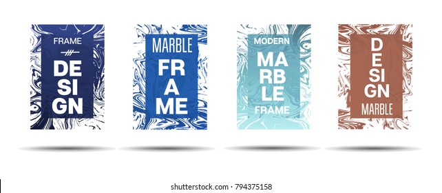 Marble Textured Border.  Vector Funky Hipster Border for Text, Sale, Announcement. Marble Textured Cool Cover, Business Card, Music Poster Design Dynamic Futuristic Creative Liquid Paint Banner.