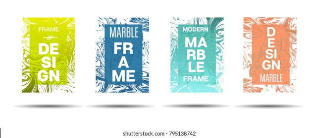 Marble Textured Border.  Vector Funky Hipster Border for Text, Sale, Announcement. Marble Textured Minimal Cover, Business Card, Music Poster Design Dynamic Futuristic Creative Neon Colored Banner.