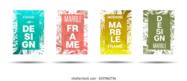 Marble Textured Border.  Vector Painted Hipster Border for Sale Ads, Text. Marble Textured Minimal Cover, Business Card, Music Poster Design Dynamic Futuristic Creative Suminagashi Banner.