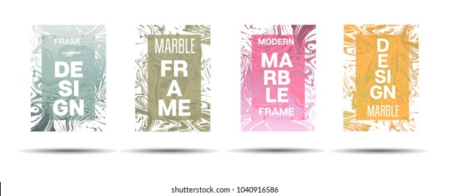 Marble Textured Border.  Vector Painted Hipster Border for Sale Ads, Text. Marble Textured Cool Cover, Business Card, Music Poster Design Dynamic Futuristic Creative Suminagashi Banner.