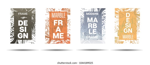 Marble Textured Border.  Vector Painted Hipster Border for Sale Ads, Text.