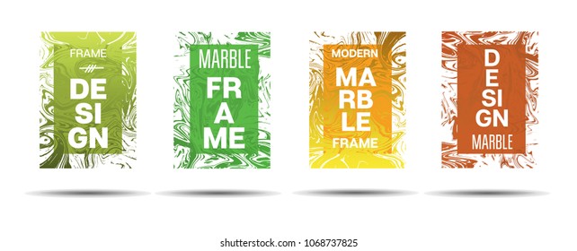 Marble Textured Border.  Vector Painted Hipster Border for Sale Ads, Text. Marble Textured Cool Cover, Business Card, Music Poster Design Dynamic Funky Creative Neon Colored Banner.