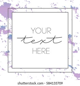 Marble textured card vector template. Violet on white background. Perfect for wedding invitation, save the date, birthday, etc.
