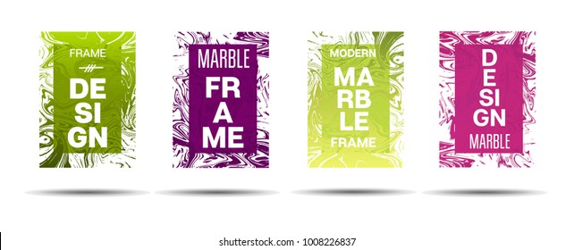 Marble Textured Frame.  Vector Funky Hipster Border for Text, Sale, Announcement. Marble Textured Cool Cover, Business Card, Music Poster Design Dynamic Futuristic Creative Liquid Paint Banner.