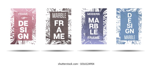Marble Textured Frame.  Vector Funky Hipster Border for Sale Ads, Announcement. Marble Textured Cool Cover, Business Card, Music Poster Design Dynamic Futuristic Creative Suminagashi Banner.