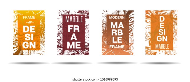 Marble Textured Frame.  Vector Funky Hipster Border for Text, Sale, Announcement. Marble Textured Minimal Cover, Business Card, Music Poster Design Dynamic Futuristic Creative Neon Paints Banner.