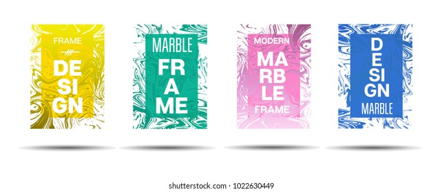 Marble Textured Frame.  Vector Funky Hipster Border for Sale Ads, Announcement. Modern Cover, Business Card, Music Poster Marble Textured Design Dynamic Funky Creative Neon Colored Banner.