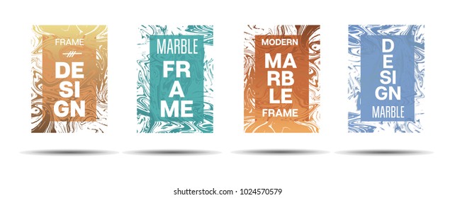 Marble Textured Frame.  Vector Funky Hipster Border for Sale Ads, Congratulations. Marble Textured Cool Cover, Business Card, Music Poster Design Dynamic Futuristic Creative Liquid Paint Banner.