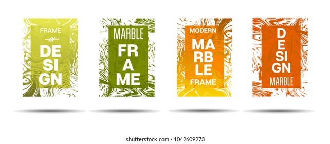 Marble Textured Frame.  Vector Funky Hipster Border for Text, Sale, Announcement. Marble Textured Cool Cover, Business Card, Music Poster Design Dynamic Funky Creative Neon Colored Banner.