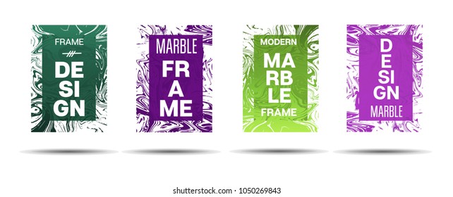 Marble Textured Frame.  Vector Funky Hipster Border for Sale Ads, Announcement. Modern Cover, Business Card, Music Poster Marble Textured Design Dynamic Futuristic Creative Suminagashi Banner.