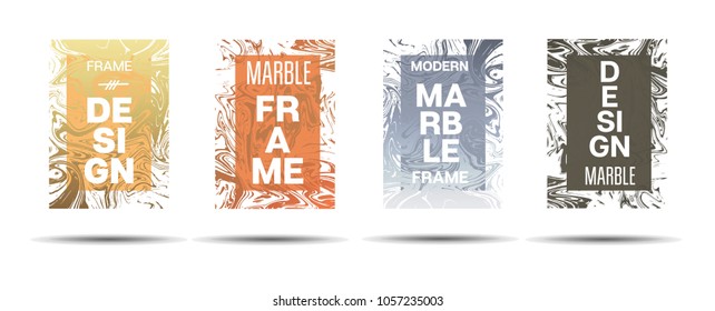 Marble Textured Frame.  Vector Funky Hipster Border for Text, Sale, Announcement. Marble Textured Minimal Cover, Business Card, Music Poster Design Dynamic Futuristic Creative Neon Paints Banner.