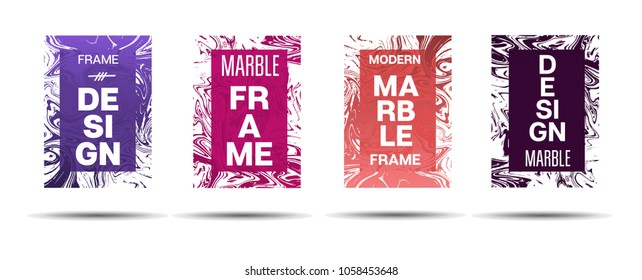 Marble Textured Frame.  Vector Funky Hipster Border for Sale Ads, Announcement. Marble Textured Minimal Cover, Business Card, Music Poster Design Dynamic Futuristic Creative Liquid Paint Banner.