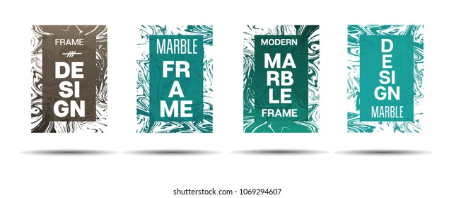 Marble Textured Frame.  Vector Funky Hipster Border for Sale Ads, Announcement. Modern Cover, Business Card, Music Poster Marble Textured Design Dynamic Funky Creative Neon Colored Banner.