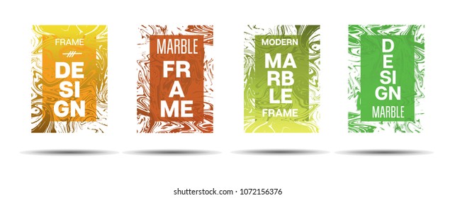 Marble Textured Frame.  Vector Funky Hipster Border for Sale Ads, Announcement. Modern Cover, Business Card, Music Poster Marble Textured Design Dynamic Funky Creative Neon Colored Banner.