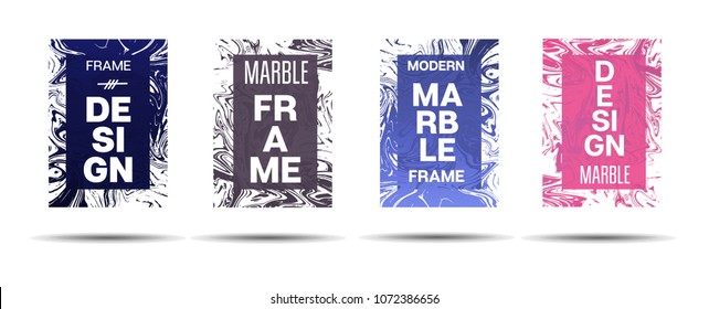 Marble Textured Frame.  Vector Funky Hipster Border for Sale Ads, Announcement. Modern Cover, Business Card, Music Poster Marble Textured Design Dynamic Futuristic Creative Neon Colored Banner.
