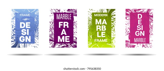 Marble Textured Frame.  Vector Funky Hipster Border for Text, Sale, Announcement. Marble Textured Cool Cover, Business Card, Music Poster Design Dynamic Futuristic Creative Suminagashi Banner.