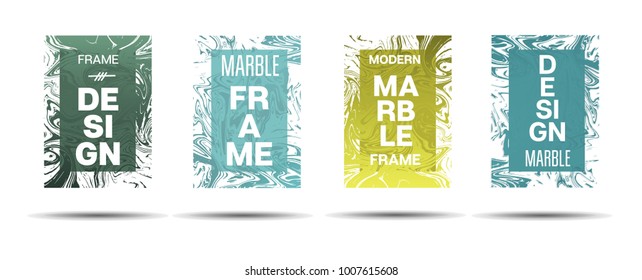 Marble Textured Frame.  Vector Painted Hipster Border for Sale Ads, Text. Marble Textured Cool Cover, Business Card, Music Poster Design Dynamic Futuristic Creative Suminagashi Banner.