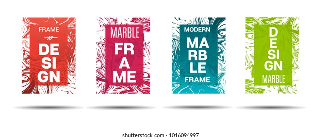 Marble Textured Frame.  Vector Painted Hipster Border for Sale Ads, Text. Marble Textured Cool Cover, Business Card, Music Poster Design Dynamic Futuristic Creative Neon Colored Banner.