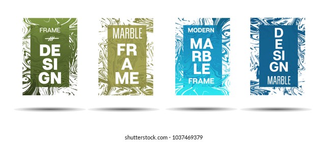 Marble Textured Frame.  Vector Painted Hipster Border for Sale Ads, Text. Marble Textured Cool Cover, Business Card, Music Poster Design Dynamic Funky Creative Neon Colored Banner.