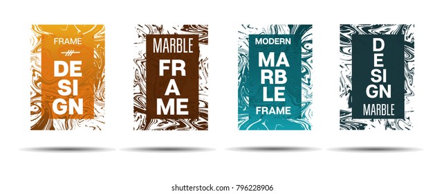 Marble Textured Frame.  Vector Painted Hipster Border for Sale Ads, Text. Marble Textured Cool Cover, Business Card, Music Poster Design Dynamic Futuristic Creative Liquid Paint Banner.