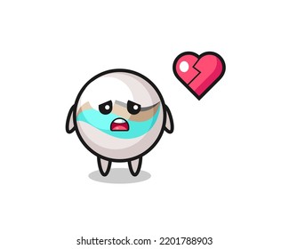 marble toy cartoon illustration is broken heart , cute design