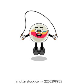 marble toy mascot cartoon is playing skipping rope , character design