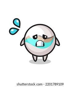marble toy mascot character with afraid gesture , cute design