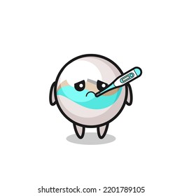 marble toy mascot character with fever condition , cute design