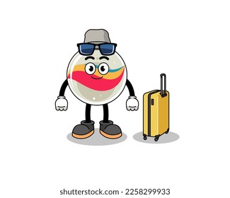 marble toy mascot doing vacation , character design