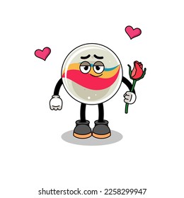 marble toy mascot falling in love , character design