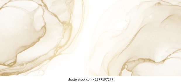 Marble vector background for cover design, cards, flyers, poster, banner. Hand drawn painted illustration. Golden marbled wall. Gold and white textured surface for design interior.