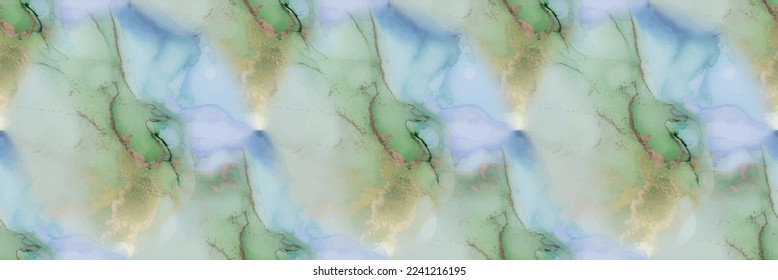Tinta vectorial de mármol. Pintura de tinta azul. Color de agua del gradiente dorado. Fondo de color del agua. Mármol de lujo. Brillante Tinta De Alcohol. Geode Verde Textura Elegante. Pintura De Lujo Sin Pelo. Fondo De Mármol De Foil.
