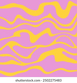 Marble vector texture. Abstract liquid wavy background. Optical illusion motion striped 3d effect. Yellow and lilac colors