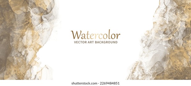 Marble vector texture background for cover design, poster, cover, banner, flyer, cards and design interior. Beige and grey stone texture. Hand-drawn luxury watercolor illustration. Gold backdrop.