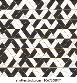 Marble Vector Texture. White And Black Marble With Gold Line. Luxury Pattern For Background And Design Element
