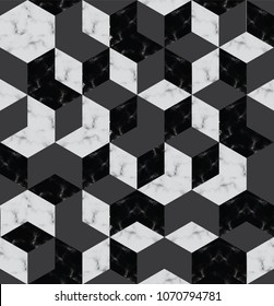 Marble Vector Texture. White and Black Marble with gold line. Luxury Pattern for Background and Design Element