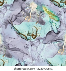 Marble Water Color. Alcohol Ink Background. Blue Light Marble Background. Wall Elegant Glitter. Gold Seamless Watercolor. Modern Abstract Template. Blue Alcohol Ink Repeat. Gold Purple Art Tile.