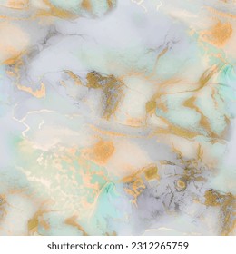 Marble Water Color. Blue Alcohol Ink Marble. Alcohol Ink Background. Gold Oriental Background. Floor Seamless Texture. Luxury Seamless Template. Blue Light Marble Watercolor. Gold Purple Art Tile.