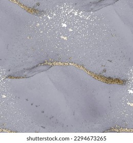 Marble Water Color. Blue Amethyst Wall Floor. Gold Fluid Marble Background. Blue Seamless Watercolor. Gold Alcohol Ink Marble. Modern Seamless Painting. Alcohol Ink Background. Light Seamless Glitter.