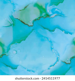 Marble Water Color. Luxury Seamless Template. Green Art Paint. Gold Abstract Watercolor. Vector Ink Background. Blue Marble Background. Golden Marble. Foil Geode Elegant Repeat. Bronze Alcohol Ink.