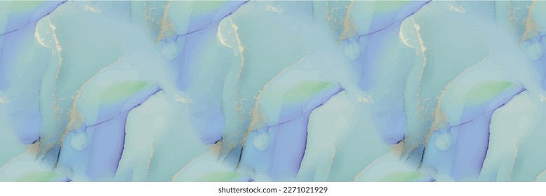 Marble Water Color. Vector Ink Watercolor. Green Ink Paint. Bronze Alcohol Ink. Blue Vector Seamless Texture. Gold Marble Watercolor. Foil Seamless Background. Golden Canvas. Luxury Abstract Painting.