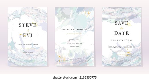 Marble Watercolor Set Vector Background. Template Wedding Art Design. Gold Luxury Spray on Marble Texture. Pastel Tones Style. Classic Minimalistic Invitation. Creative Cover for Brochure, Artwork.
