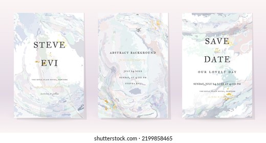 Marble Watercolor Set Vector Background. Template Wedding Art Design. Gold Luxury Spray on Marble Texture. Pastel Tones Style. Classic Minimalistic Invitation. Creative Cover for Brochure, Artwork.