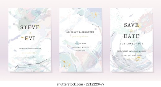 Fondo vectorial del conjunto de acuarela de mármol. Diseño de arte de boda de plantilla. Spray de lujo de oro sobre textura de mármol. Estilo de tonos pasteles. Invitación minimalista clásica. Cubierta creativa para el folleto, obra de arte.