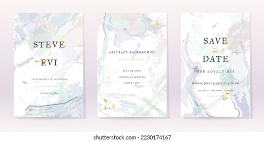 Marble Watercolor Set Vector Background. Template Wedding Art Design. Gold Luxury Spray on Marble Texture. Pastel Tones Style. Classic Minimalistic Invitation. Creative Cover for Brochure, Artwork.